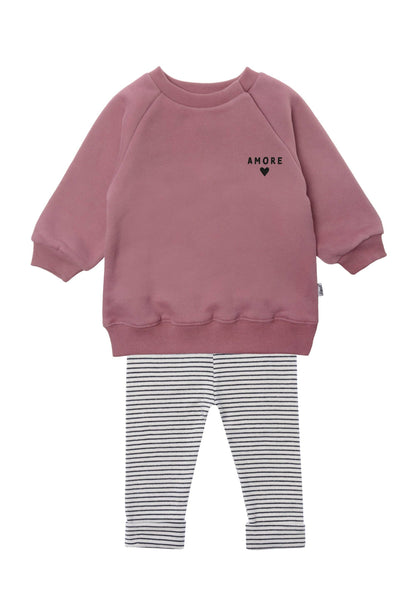 2tlg. Set mit Sweatshirt "amore" und Leggings